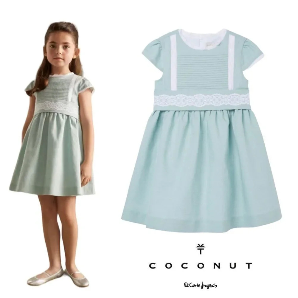 COCONUT | Mint | LINEN AND LACE DRESS